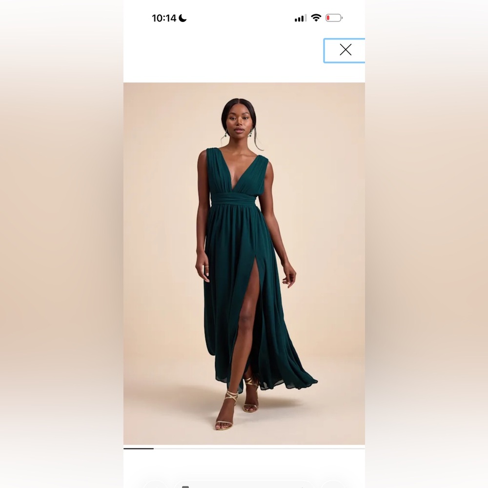 Lulus Heavenly Hues Forest Green Maxi Bridesmaid Dress Large GUC